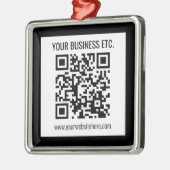 Uw bedrijfsnaam & bewerkbare QR-code Metalen Ornament (Links)