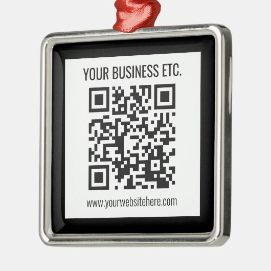 Uw bedrijfsnaam & bewerkbare QR-code Metalen Ornament (Links)