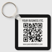 Uw bedrijfsnaam & bewerkbare QR-code Sleutelhanger (Voorkant)