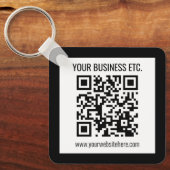 Uw bedrijfsnaam & bewerkbare QR-code Sleutelhanger (Voorkant)