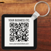 Uw bedrijfsnaam & bewerkbare QR-code Sleutelhanger (Achterkant)