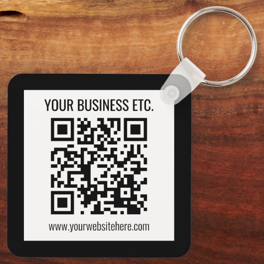 Uw bedrijfsnaam & bewerkbare QR-code Sleutelhanger (Achterkant)
