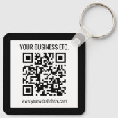 Uw bedrijfsnaam & bewerkbare QR-code Sleutelhanger (Achterkant)