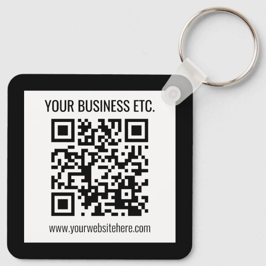 Uw bedrijfsnaam & bewerkbare QR-code Sleutelhanger (Achterkant)