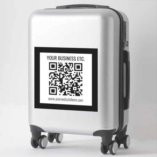 Uw bedrijfsnaam & bewerkbare QR-code Sticker (Koffer)