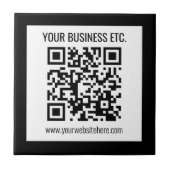 Uw bedrijfsnaam & bewerkbare QR-code Tegeltje (Voorkant)