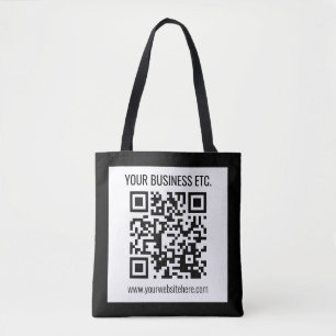 Uw bedrijfsnaam & bewerkbare QR-code Tote Bag