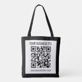 Uw bedrijfsnaam & bewerkbare QR-code Tote Bag (Achterkant)