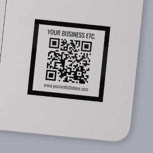 Uw bedrijfsnaam & bewerkbare QR code Transparant Sticker