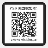 Uw bedrijfsnaam & bewerkbare QR-code Vierkante Sticker (Voorkant)
