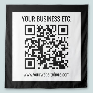 Uw bedrijfsnaam & bewerkbare QR-code Wandkleed