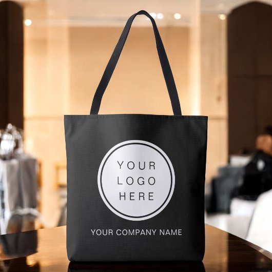 Uw bedrijfsnaam en Logo op zwart Tote Bag