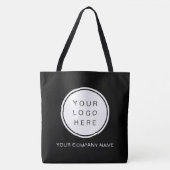 Uw bedrijfsnaam en Logo op zwart Tote Bag (Voorkant)