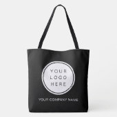 Uw bedrijfsnaam en Logo op zwart Tote Bag (Achterkant)