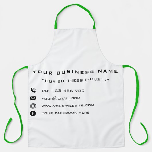 Uw bedrijfsnaam Info Bedrijf Schort Sjabloon (Voorkant)