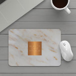 Uw bedrijfsnaam koper metallic grijs marmer muismat<br><div class="desc">Luxe classy glamoureuze zakelijke professionele grijs goud marmer patroon muismat voor make-up artiest | kapper | mode stylist | Schoonheidssalon | SPA | Home Design | Architect studio met glanzend beige tan koper metallic look geometrisch vierkant label. Perfecte keuze voor een stijlvolle, verfijnde look. — Personaliseer het met uw bedrijfsnaam!...</div>