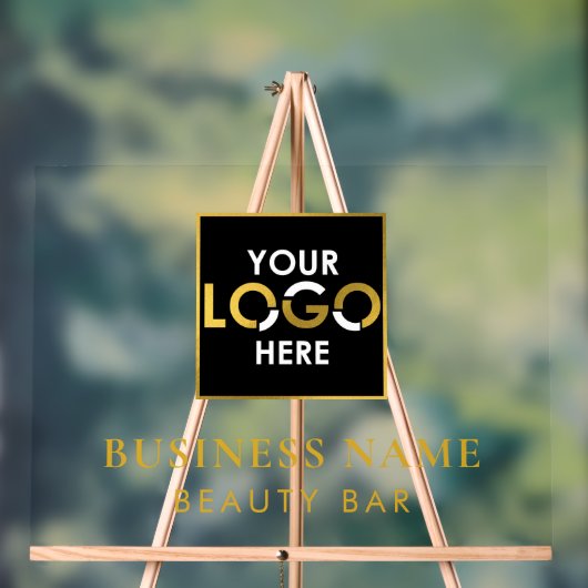Uw bedrijfsnaam Logo Storefront Black & Gold Acryl Bord (Neutraal)