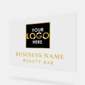 Uw bedrijfsnaam Logo Storefront Black & Gold Acryl Bord (Hoek)