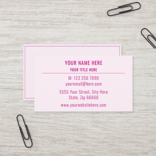 Uw bedrijfsnaam Moderne persoonlijke kleuren Visitekaartje (Voorkant / Achterkant in situ)