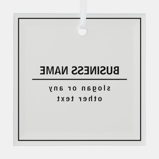 Uw bedrijfsnaam of merk enz. Wit Zwart Glas Ornament (Achterkant)