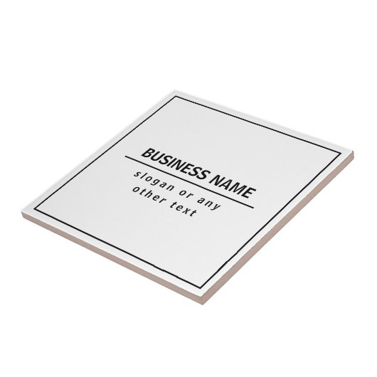Uw bedrijfsnaam of merk enz. Wit Zwart Tegeltje (Zijkant)