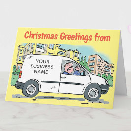 Uw bedrijfsnaam op een kerstkaart van een bestelbu kaart