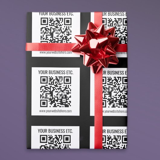 Uw bedrijfsnaam & QR-code die u kunt bewerken Cadeaupapier