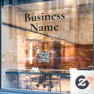 Uw bedrijfsnaam Storefront QR-code contactgegevens Raamsticker