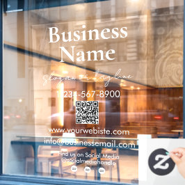 Uw bedrijfsnaam Storefront QR-code contactgegevens Raamsticker