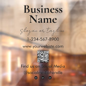 Uw bedrijfsnaam Storefront QR Code Social Media Raamsticker (Vel 2)