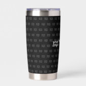 Uw bedrijfsnaam & Tegelde Logo | Zwart-wit Geïsoleerde Drinkbeker (Voorkant)