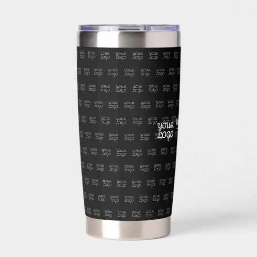 Uw bedrijfsnaam & Tegelde Logo | Zwart-wit Geïsoleerde Drinkbeker (Voorkant)