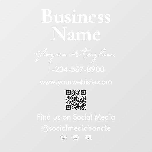 Uw bedrijfsnaam winkelpui QR-code social media Raamsticker (Vel)