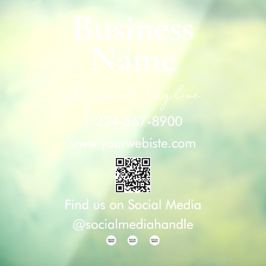 Uw bedrijfsnaam Winkelpui QR-code sociale media Raamsticker (Vel 3)