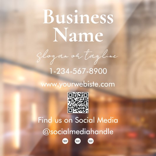 Uw bedrijfsnaam Winkelpui QR-code sociale media Raamsticker (Vel 2)