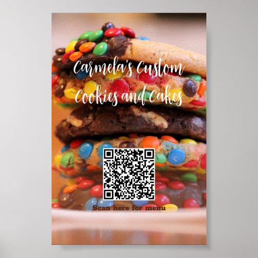 Uw bedrijfsnaamtekst met menukaart QR-codefoto Poster (Voorkant)