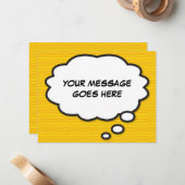Uw bericht Dacht Bubble Leuk Stripboek Notitiekaartje (Voorkant / Achterkant in situ)