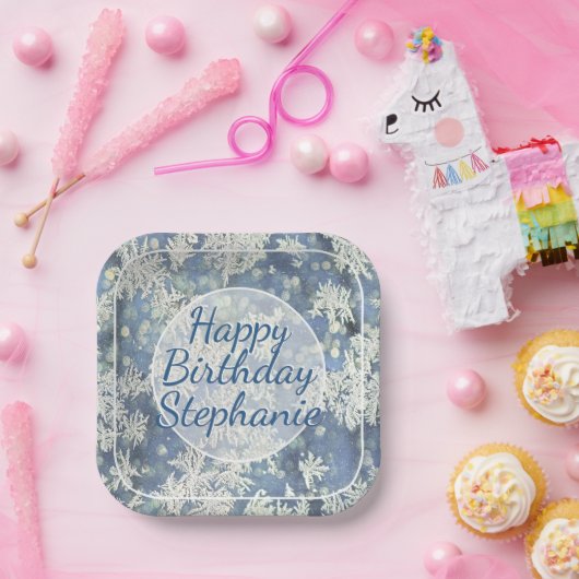 Uw bericht Frozen Frost Abstracte foto - Bokeh Papieren Bordje (Feest)