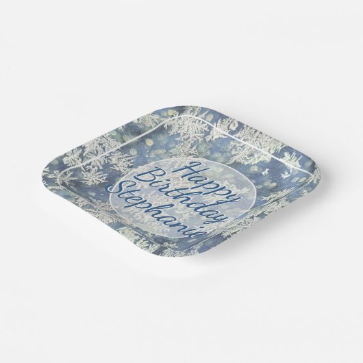 Uw bericht Frozen Frost Abstracte foto - Bokeh Papieren Bordje (Gebogen)