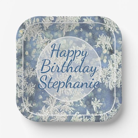 Uw bericht Frozen Frost Abstracte foto - Bokeh Papieren Bordje (Voorkant)