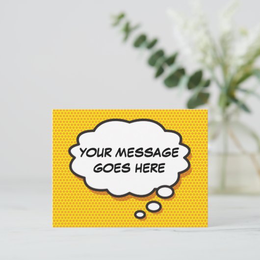 Uw Bericht Gedachtestreepje Fun Retro Stripboek Briefkaart (Staand voorkant)