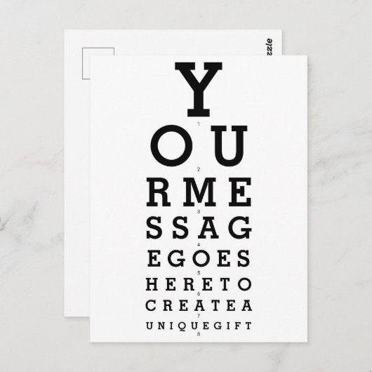 Uw Bericht Opticien Chart Briefkaart (Voorkant / Achterkant)