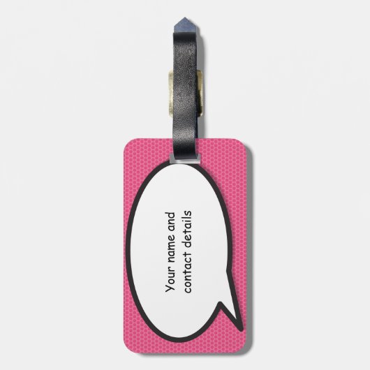 Uw Bericht Spraakballon Fun Retro Stripboek Bagagelabel (Achterkant verticaal)