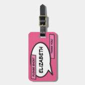 Uw Bericht Spraakballon Pret Retro Stripboek Bagagelabel (Voorkant verticaal)