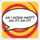 Uw Bericht Spraakballon Pret Retro Vierkante Sticker (Voorkant)