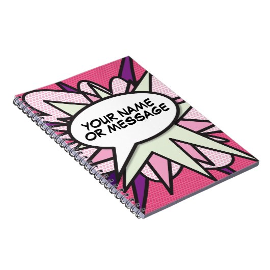 Uw bericht spraakballon roze stripboek notitieboek (Rechterzijde)