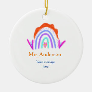 Uw bericht We voegen tekstnaam toe Rainbow Teacher Keramisch Ornament
