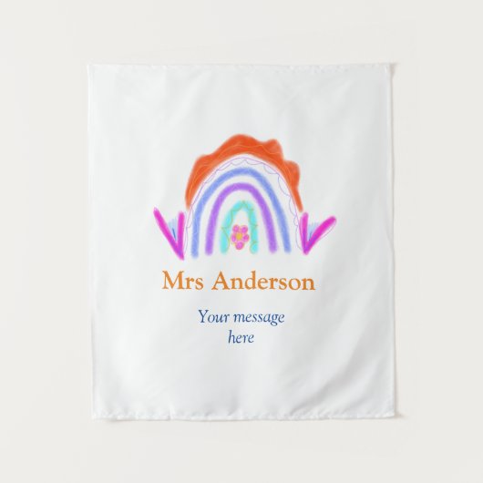 Uw bericht We voegen tekstnaam toe Rainbow Teacher Wandkleed (Voorkant)
