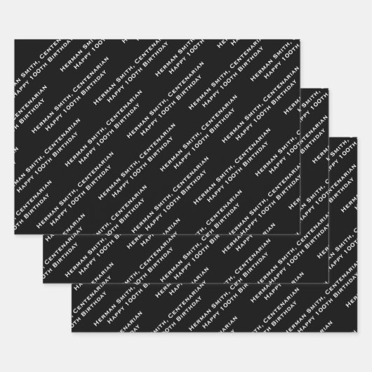 Uw Berichtenpatroon All-over Print - Zwart/Wit Inpakpapier Vel (Set)