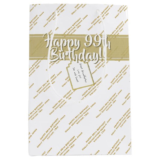 Uw Berichtpatroon Gold/White - alle keren Medium Cadeauzakje (Voorkant)